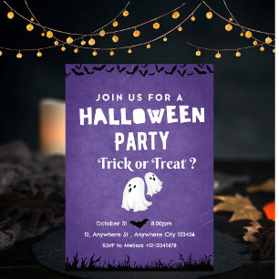 Modernes Ghost-Begegnung Lila Halloween-Party Einladung