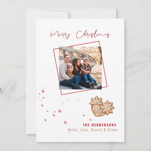 Modernes Gingerbrett Familienweihnachtsfest Foto (Vorderseite)