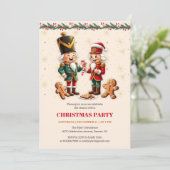 Modernes Gingerbrett Nutcracker Weihnachtsgebäck P Einladung (Stehend Vorderseite)