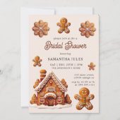 Modernes Gingerbrett Weihnachtsfest im Haus Brautp Einladung (Vorderseite)