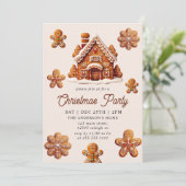 Modernes Gingerbrett Weihnachtsfest im Haus Party Einladung (Stehend Vorderseite)