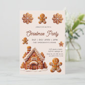 Modernes Gingerbrett Weihnachtsfest im Haus Party Einladung (Stehend Vorderseite)