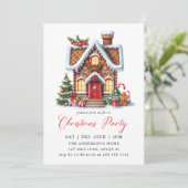 Modernes Gingerbrett Weihnachtsfest im Haus Party Einladung (Stehend Vorderseite)
