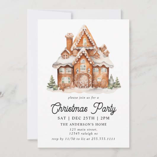 Modernes Gingerbrett Weihnachtsfest im Haus Party Einladung (Vorderseite)