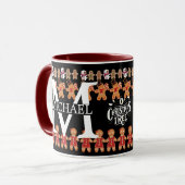 Modernes Gingerbrot Monogramm Weihnachtsfeiertag Tasse (Vorderseite Links)