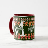 Modernes Gingerbrot Monogramm Weihnachtsfeiertag Tasse (Vorderseite Links)