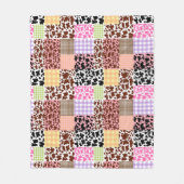 Modernes Gingham Cowskin Patchwork Quilt Fleecedecke (Vorderseite)