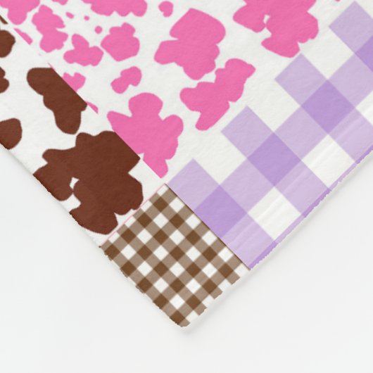 Modernes Gingham Cowskin Patchwork Quilt Fleecedecke (Ecke)