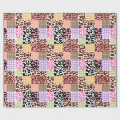 Modernes Gingham Cowskin Patchwork Quilt Geschenkpapier (Flach)