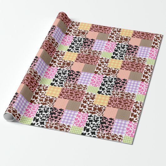 Modernes Gingham Cowskin Patchwork Quilt Geschenkpapier (Ungerollt)