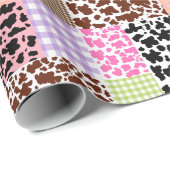 Modernes Gingham Cowskin Patchwork Quilt Geschenkpapier (Rolleneckpunkt)