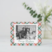 Modernes Gingham Family Foto Frohe Weihnachten (Stehend Vorderseite)