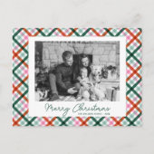 Modernes Gingham Family Foto Frohe Weihnachten (Vorderseite)