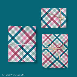 Modernes Gingham-Geschenk Geschenkpapier Set