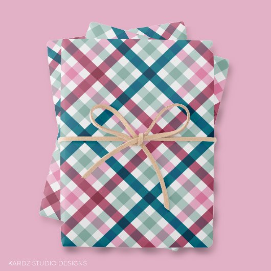 Modernes Gingham-Geschenk Geschenkpapier Set
