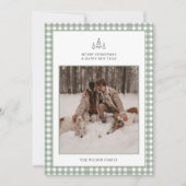Modernes Gingham Kariertes Foto Weihnachten (Vorderseite)