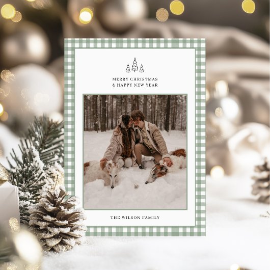 Modernes Gingham Kariertes Foto Weihnachten