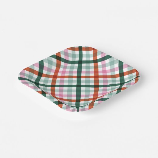 Modernes Gingham Weihnachts-Party Pappteller (Gewinkelt)