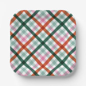Modernes Gingham Weihnachts-Party Pappteller (Vorderseite)