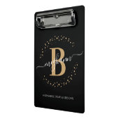 Modernes Girl Black Name Script Mit Monogramm Mini Klemmbrett (Gewinkelt2)