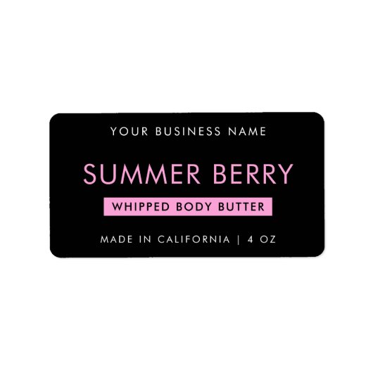 Modernes Girl Black & Pink-Whipped Cosmetic Jar Adressaufkleber (Vorne)