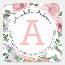 Modernes Girl Blush Pink Floral Watercolor Monogra