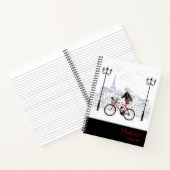 Modernes Girl Cycling Paris Personalisierter Name Notizblock (Innenseite)