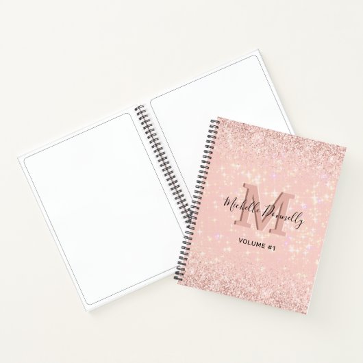 Modernes Girl-Glitzer Monogram Name Notebook Notizblock (Innenseite)
