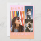 Modernes Girl Pink Girl High School Abschluss Ankündigung (Vorderseite)