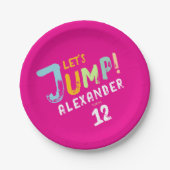 Modernes Girl Pink Trampolin Jump Kid Bounce Party Pappteller (Vorderseite)