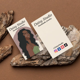 Modernes Girl Portrait Ohrringe Juwelendisplay Visitenkarte