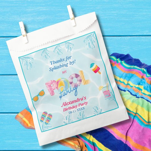 Modernes Girl's Colorful Kids Pool Party Geschenktütchen