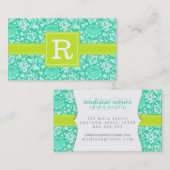 Modernes Girly aquamarines u. Limones grünes mit Visitenkarte (Vorne/Hinten)