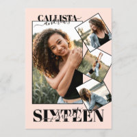 Modernes Girly Blush Pink Black Four Foto Sweet 16