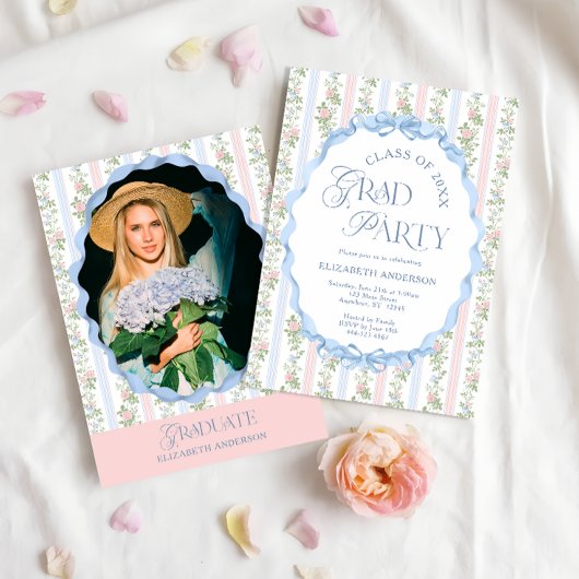 Modernes Girly Bows Graduate Party Einladung