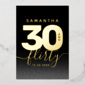 Modernes Girly Bright Yellow 30 und Kokett Folieneinladung (Vorderseite)