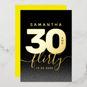Modernes Girly Bright Yellow 30 und Kokett Folieneinladung