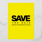 Modernes Girly Bright Yellow 30 und Kokett Folieneinladung (Rückseite)