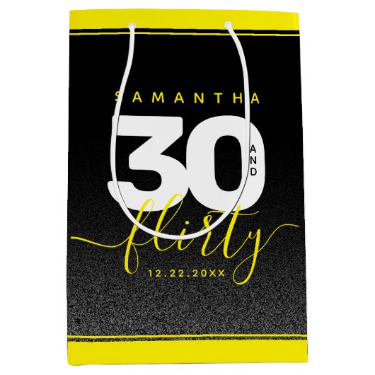 Modernes Girly Bright Yellow 30 und Kokett Mittlere Geschenktüte (Vorderseite)