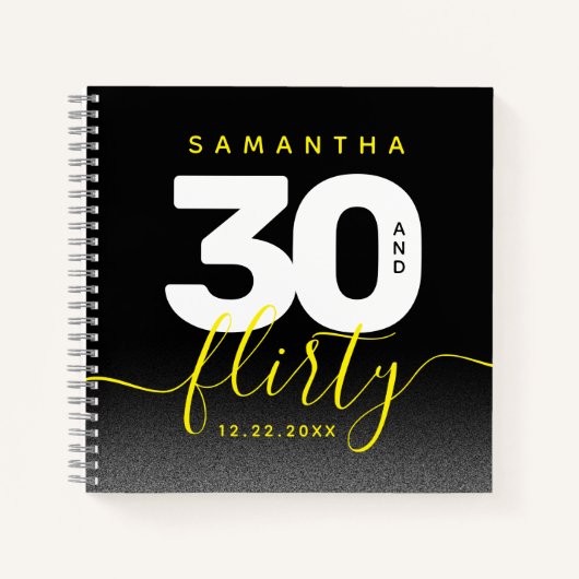 Modernes Girly Bright Yellow 30 und Kokett Notizblock (Vorderseite)