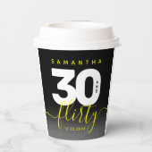 Modernes Girly Bright Yellow 30 und Kokett Pappbecher (Rückseite)