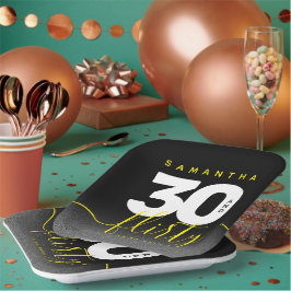 Modernes Girly Bright Yellow 30 und Kokett Pappteller