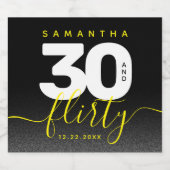 Modernes Girly Bright Yellow 30 und Kokett Schaumweinetikett (Einzelnes Label)