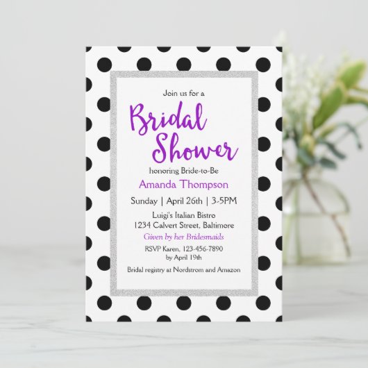 Modernes Girly Chic Dots Brautparty Einladung (Stehend Vorderseite)