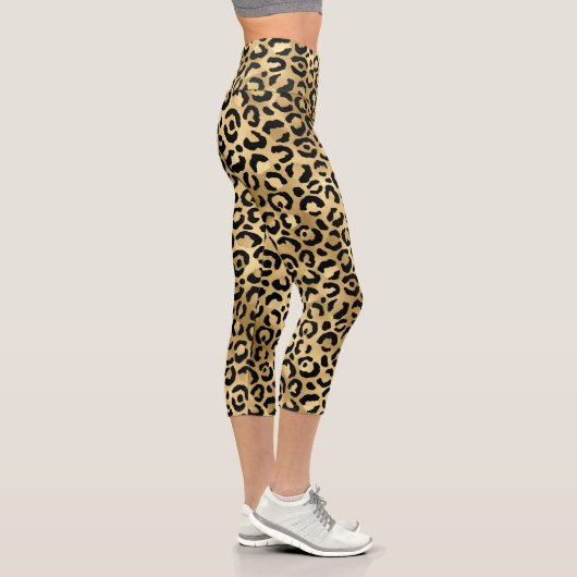 Modernes Girly Chic Leopard Print Animal Muster Capri Leggings (Rechts)
