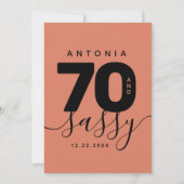Modernes Girly Copper 70 und Sassy Einladung (Rückseite)