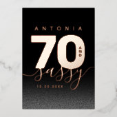 Modernes Girly Copper 70 und Sassy Folieneinladung (Vorderseite)