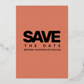 Modernes Girly Copper 70 und Sassy Folieneinladung (Rückseite)