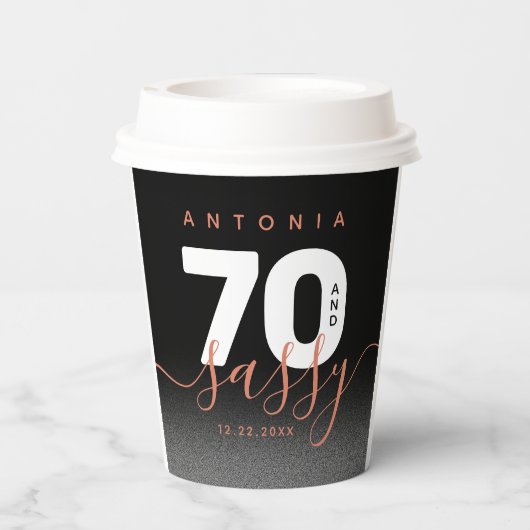 Modernes Girly Copper 70 und Sassy Pappbecher (Rückseite)