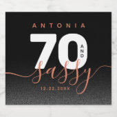 Modernes Girly Copper 70 und Sassy Schaumweinetikett (Einzelnes Label)